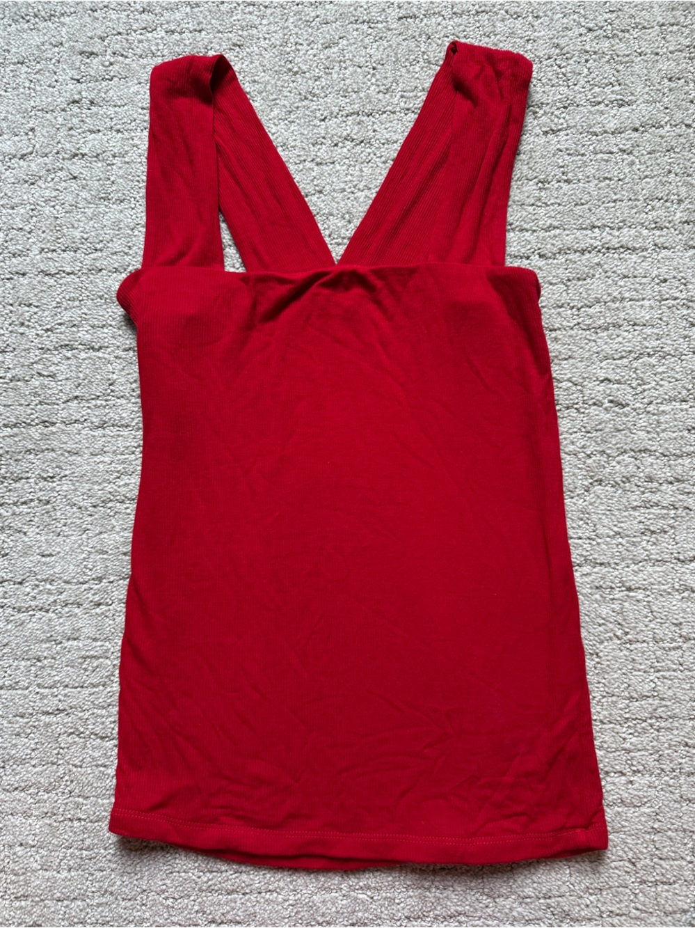 Michael Lauren Red Ribbed V-Back Tank
